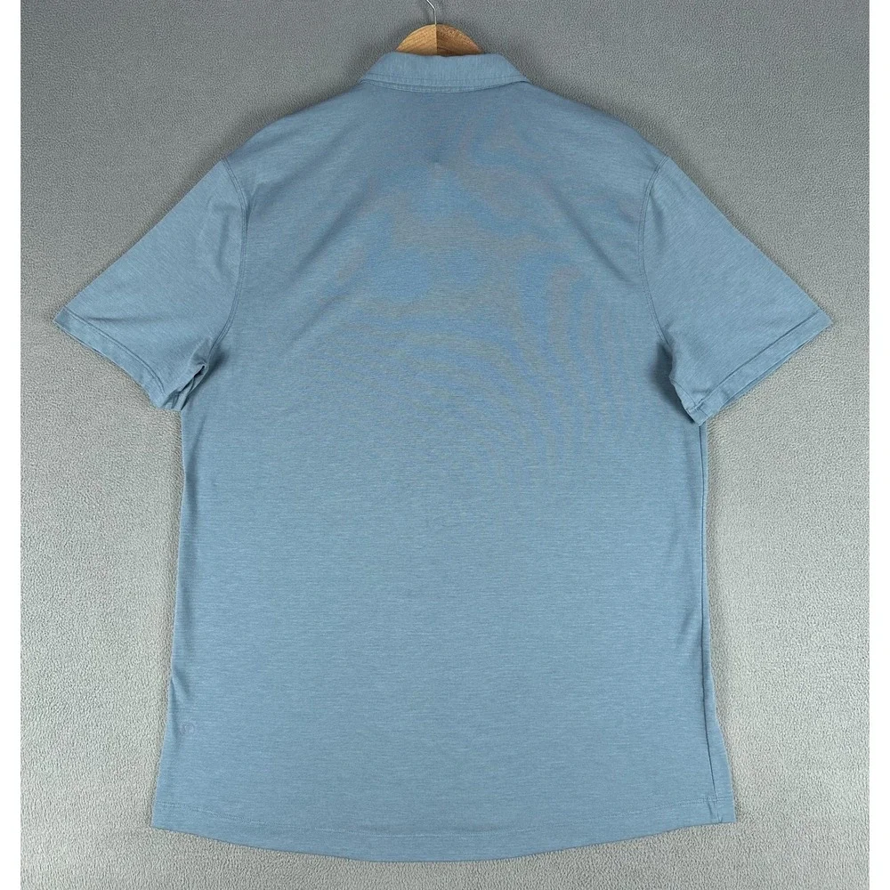 Lululemon Polo Shirt Mens Large Blue Evolution Performance Smart Casual Golf